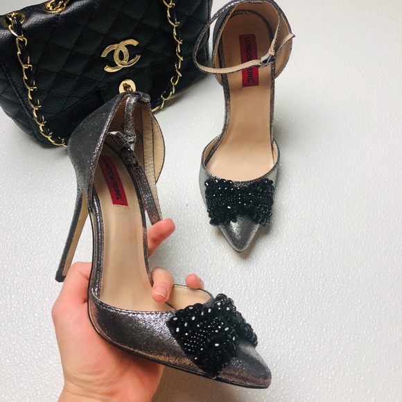 London Rebel Bow Two Part Point High Heels - Picture 2 of 11